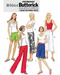 5044 BUTTERICK SO EZ ELASTIC WAIST PANTS, SHORTS PATTERN LG-XL